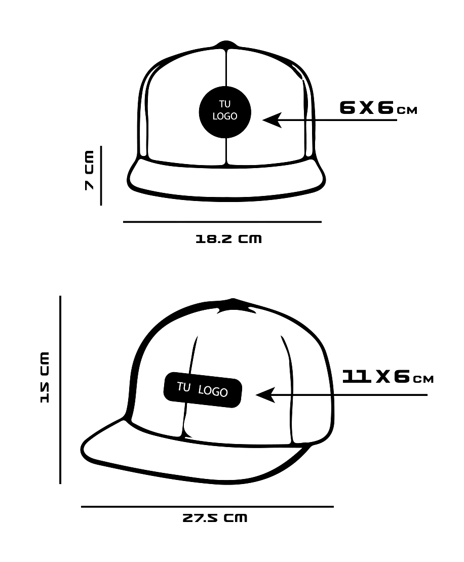 Diagrama técnico de GORRA PLANA JASPE VISERA PLANA CONTRASTE