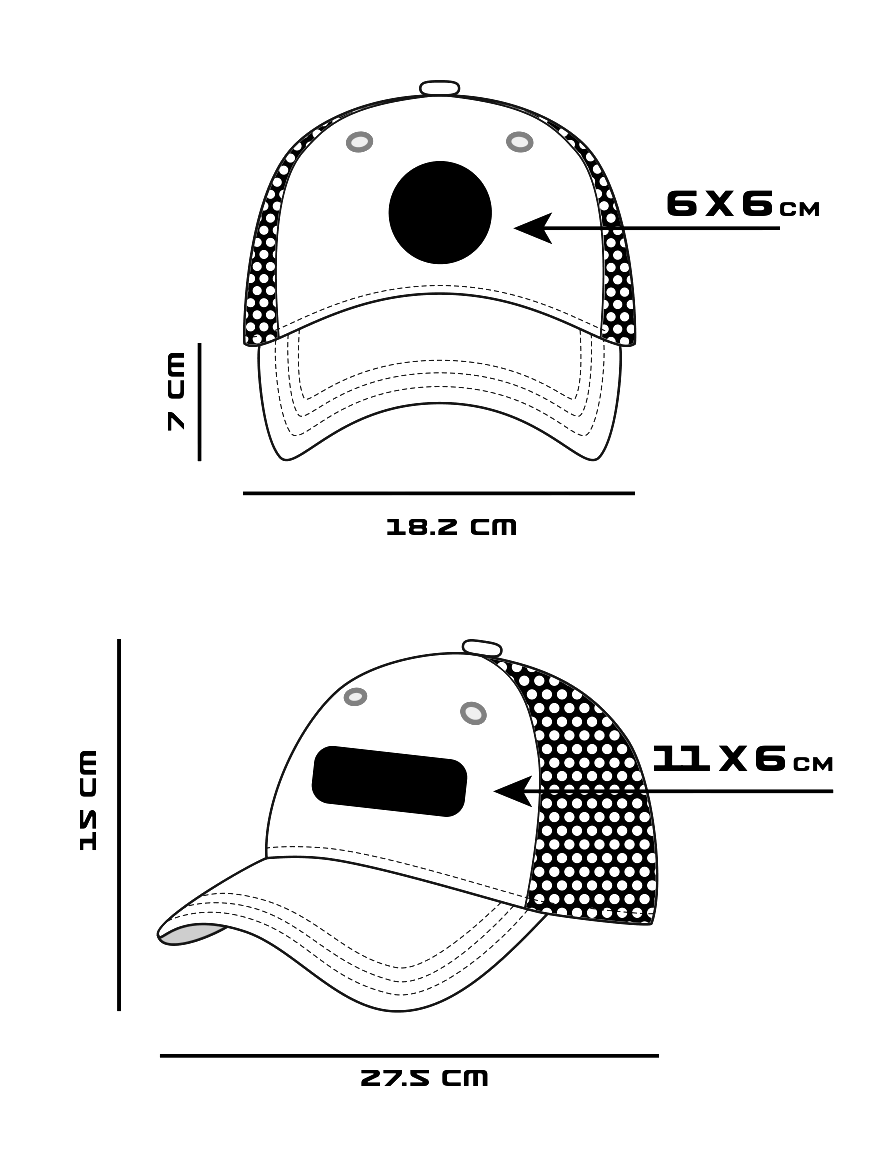 Diagrama técnico de GORRA 7DIEZ GAJOS MICROPERFORADOS Y AJUSTE