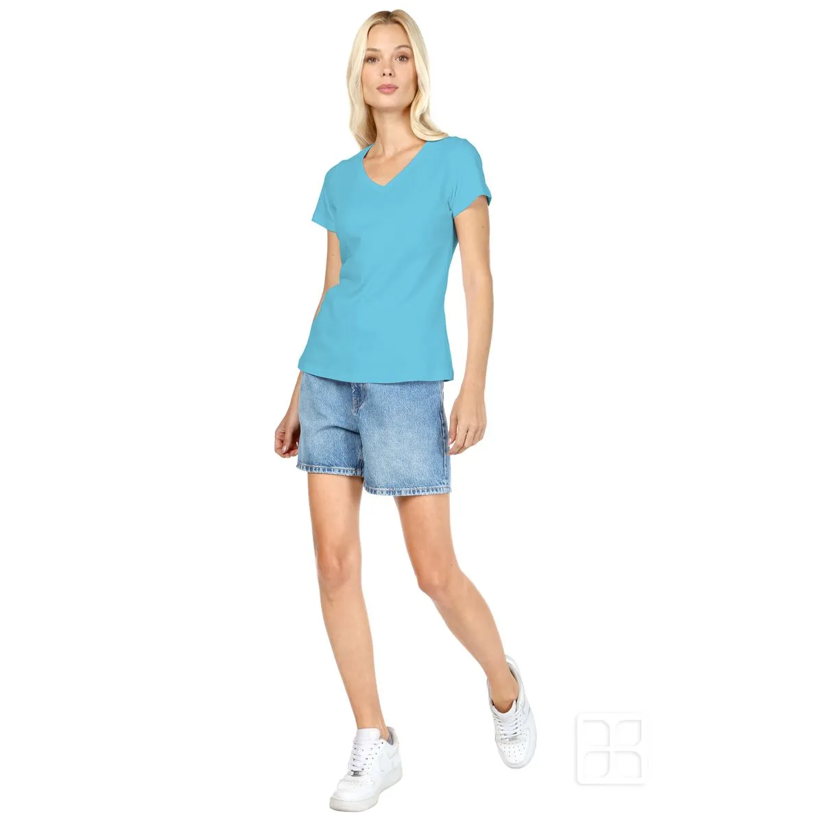 Playera Cuello V Manga Corta para Mujer - imagen 1